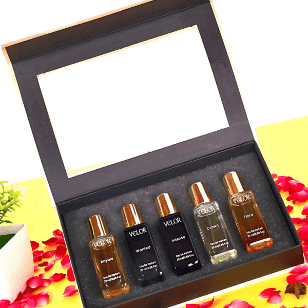 VELOR Gift Set – 5 Premium Perfume Miniatures (20ml x 5, All Fragrances) - Image 3